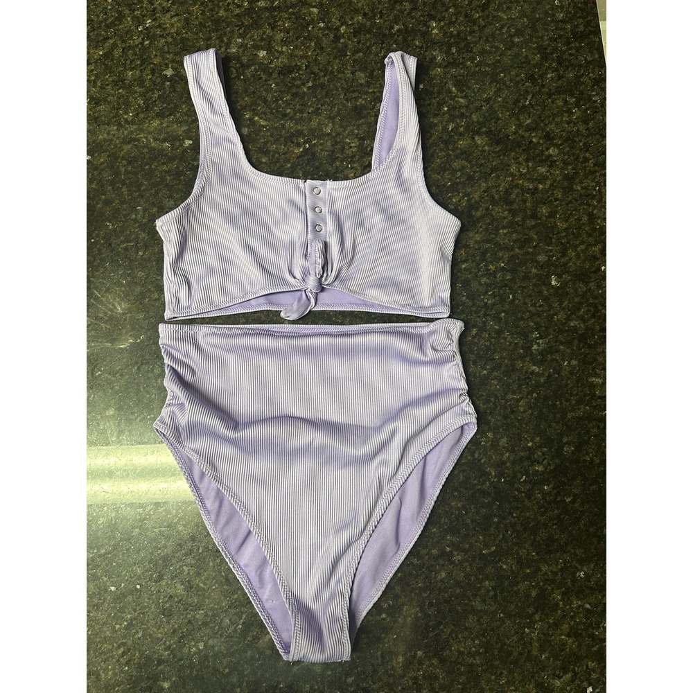 Pink Lilly Lavender Ribbed Bikini